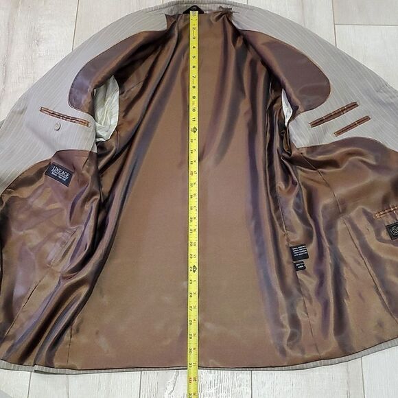 LINEAGE SPORTCOAT, Sz 44R, GREY STRIPED FABRIC, MERINO WOOL - Picture 12 of 15